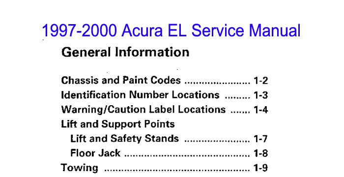 1997-2000 Acura EL Service Manual