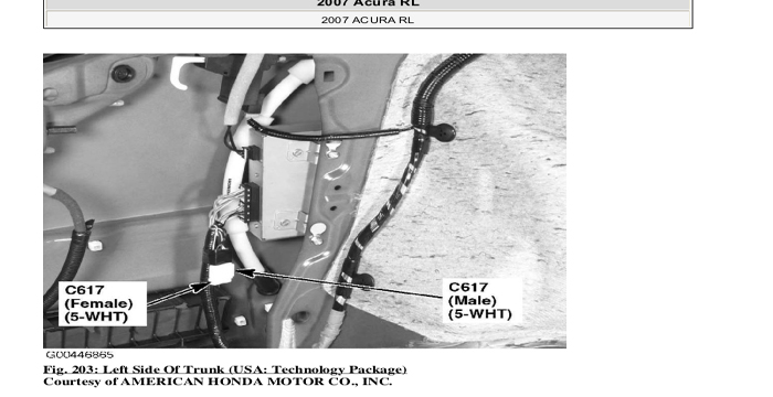 Acura RL Electrical component locations 2007