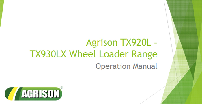Agrison TX920L – TX30LX Wheel Loader Operation Manual