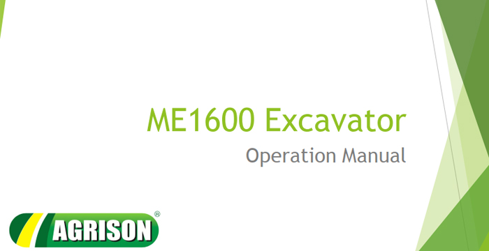 Agrison Mini Excavator ME1600 Operation Manual
