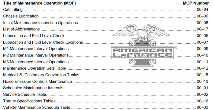 American LaFrance Condor Truck Maintenance Manual