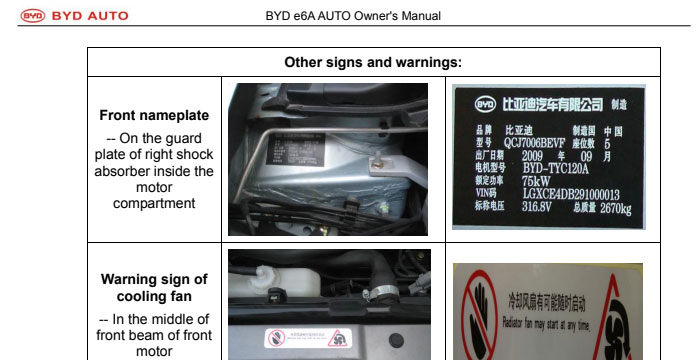 BYD e6 Service and Owner’s Manual