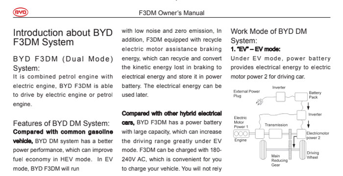 BYD F3 Service and Owner’s Manual