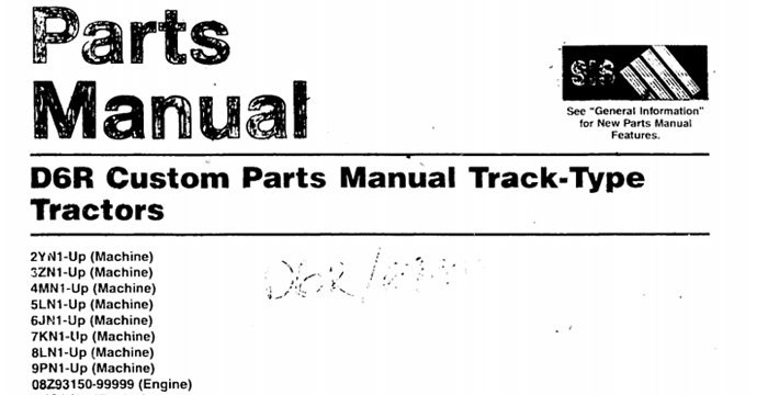 Caterpillar D6R TRACTOR Parts Manual