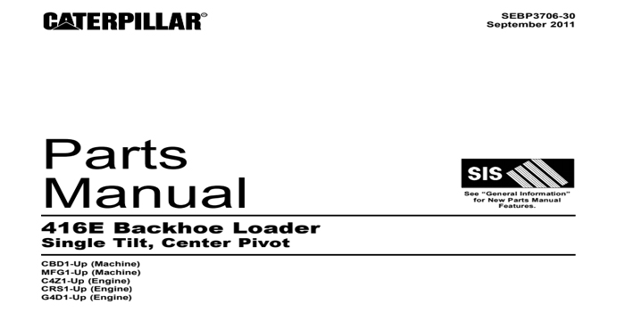 Caterpillar 416E Parts Manual Backhoe Loader