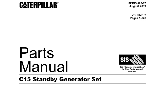 Caterpillar C15 Standby Generator Set Parts Manual