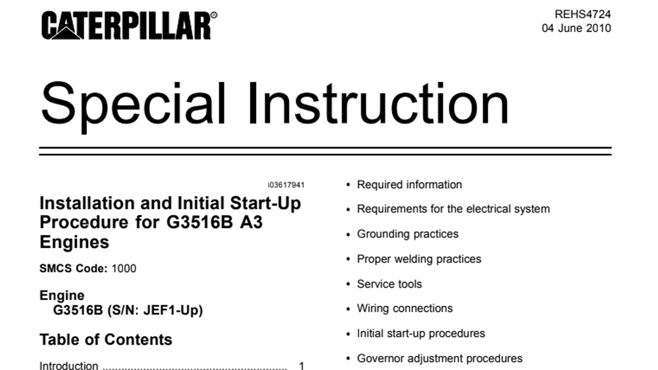 Caterpillar Gas Engine 351B Service Manual