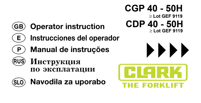 Clark CGP, CDP40-50H Operator's Manual