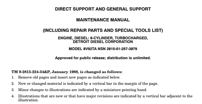 Detroit Diesel 8-Cylinder Turbocharged 8V92TA NSN 2815-01-257-3879 Pdf