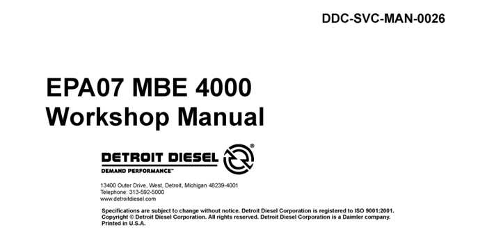Detroit Diesel Engine MBE4000 service Manual