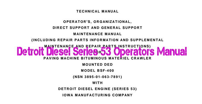 Detroit Diesel Series 53 Operators Manual