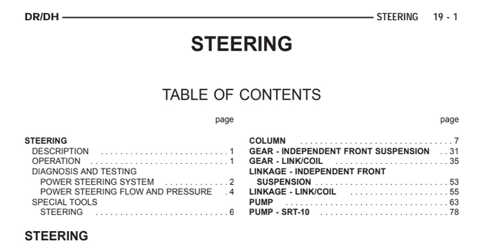 Dodge Ram Truck Service Repair Manual Steering