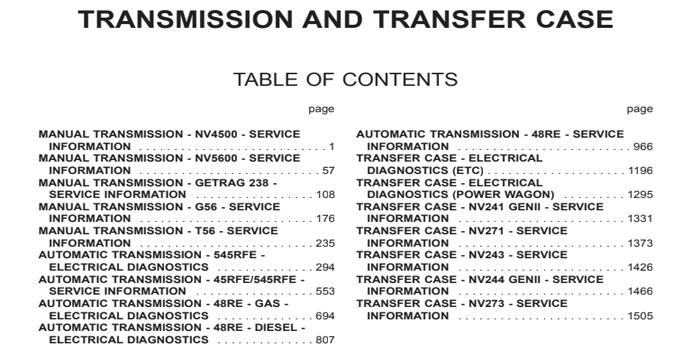 Dodge Ram Truck Service Manual - Transmission and Transfer Case