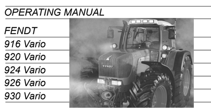 FENDT 916 Vario Operating Manual