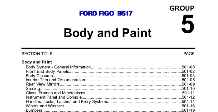 Ford Figo Body Repair Manual