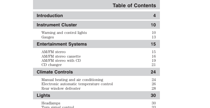 2004 Ford Taurus Owner's Manual