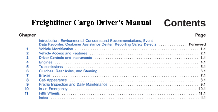 Freightliner Cargo Driver's Manual