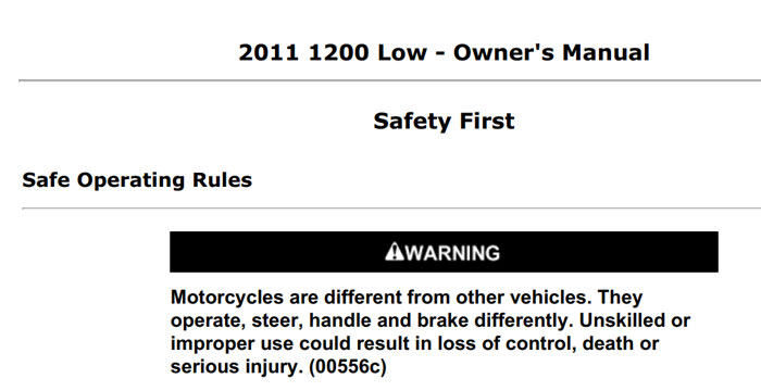 Harley-Davidson 1200 Low Owner's Manuals