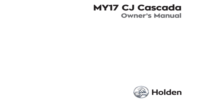 2017 Holden Cascada CJ Owner’s Manual