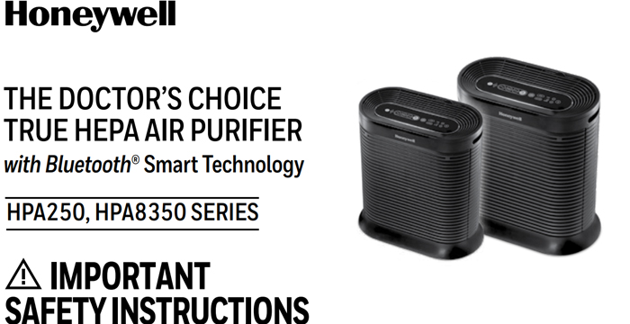 Honeywell HPA8350B Bluetooth Smart HEPA Air Purifier User Manual