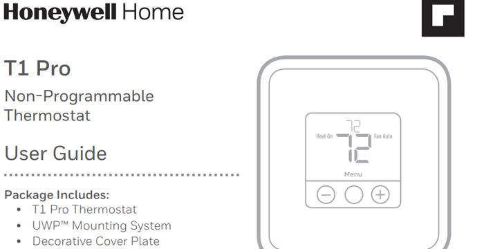 User Guide Honeywell T1 Pro Non-Programmable Thermostat