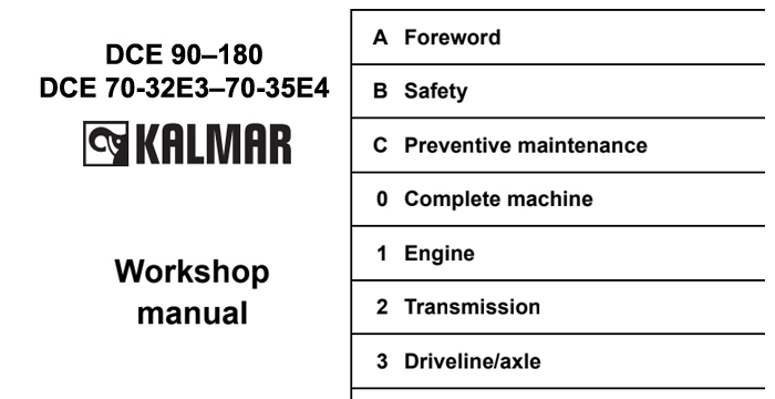 Kalmar DCE 90-180, DCE 70-32E3-70-35E4 Workshop Manual