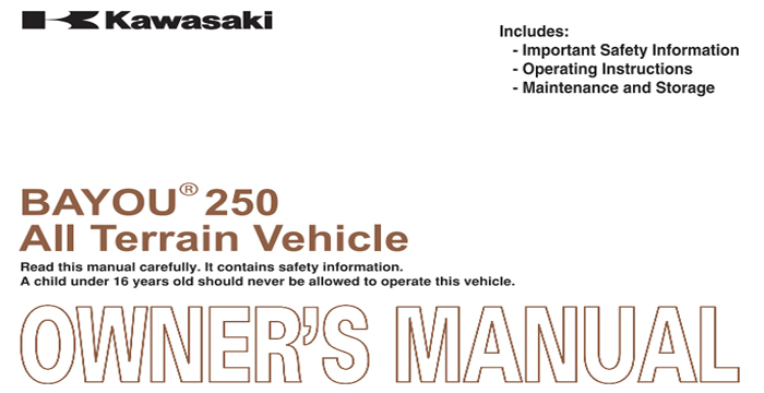 Kawasaki Bayou 250 Owner's Manual PDF