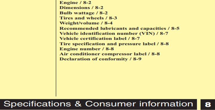 KIA Picanto Specifications Consumer information (1.2MB)