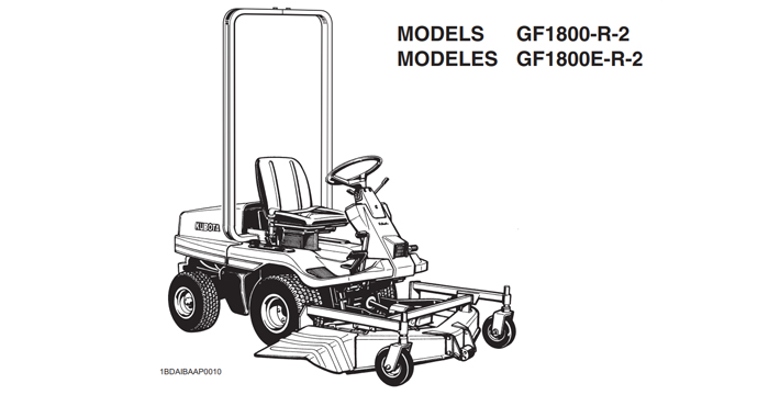 Kubota GF1800-R-2, GF1800E-R-2 Front Mount Tractor Operators Manual