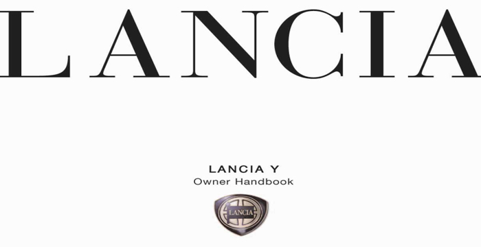 Lancia Y Owners Manual