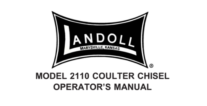 Landoll 2110 COULTER CHISEL Operator’s Manual