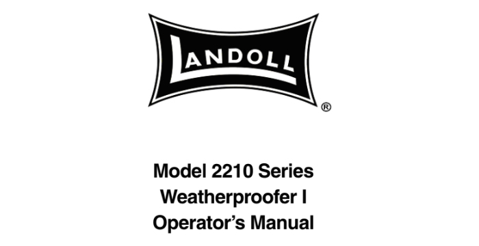 Landoll 2210 Series Weatherproofer Operator's Manual