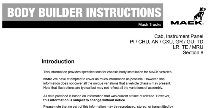 Mack Cab and Body Service Manual