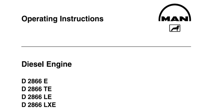 MAN D2842 Diesel Engine Operating Instructions Manual