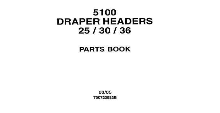 Massey Ferguson 5100 Draper Header Parts Catalog Manual