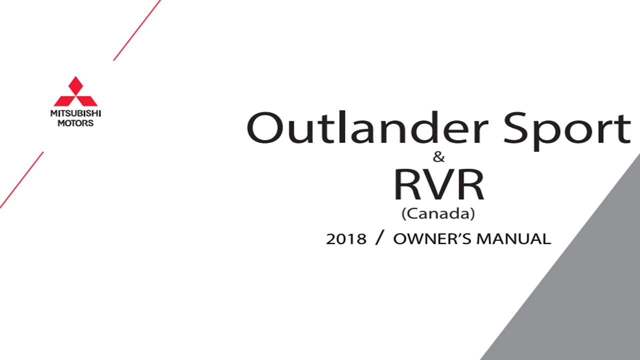 Mitsubishi Outlander Sport, RVR Owners Manual 2018