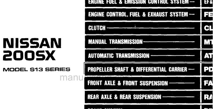 Nissan 200SX model S13 series Maintenance Manual