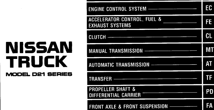 Nissan Truck D21 Service Manual 97