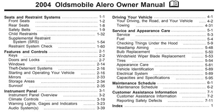 2004 Oldsmobile Alero Owner’s Manual