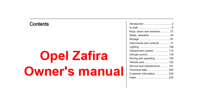 Opel Zafira Owner's manual
