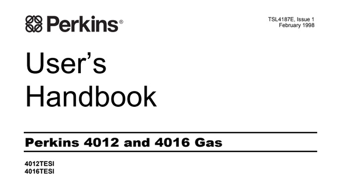Perkins 4012 and 4016 Gas Engine Service Manual