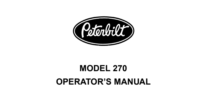 Peterbilt 270 Operator's Manual