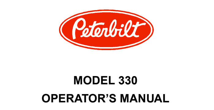 Peterbilt 330 Operator's Manual