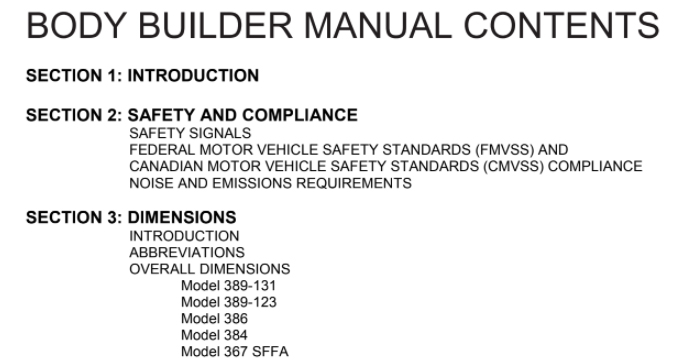 Peterbilt 367 Heavy Duty Body Builder Manual