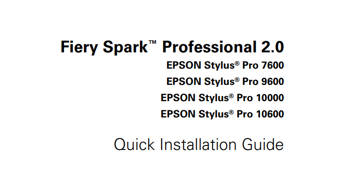 Epson Stylus Pro 10000 Quick Installation Manual