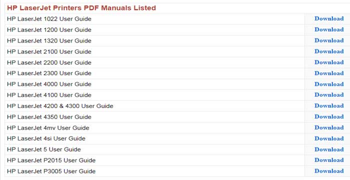 HP LaserJet Printers Manuals