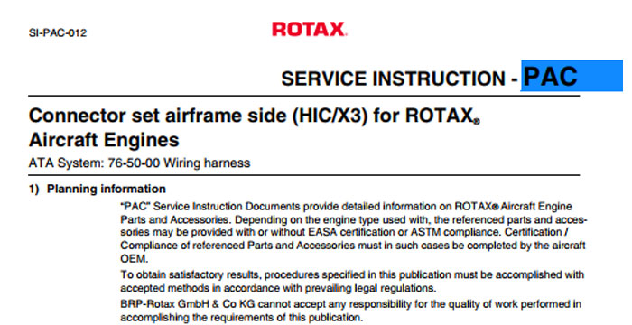 Connector set airframe side (HICX3) for ROTAX Aircraft Engines