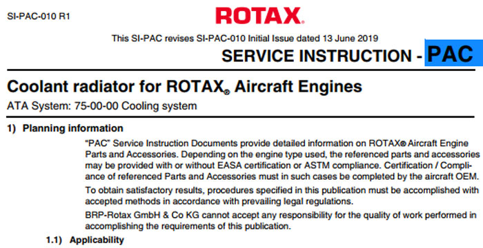 ROTAX Aircraft Engines Coolant Radiator