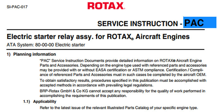 Electric Starter Relay Assy for ROTAX Aircraft Engines