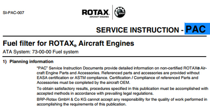 Fuel filter for ROTAX Aircraft Engines
